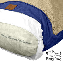 Load image into Gallery viewer, Large Dog Bed Replacement Cover and Waterproof Liner for Pillows up to 40” L x 28” W – Blue and Beige