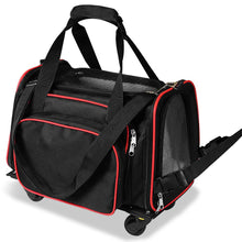 Load image into Gallery viewer, 3 in 1 Pet Carrier with Wheels for Dogs and Cats Up to 12 Pounds. Soft Sided Tote, Mesh Ventilation Windows, Removable Wheels. Airline Approved
