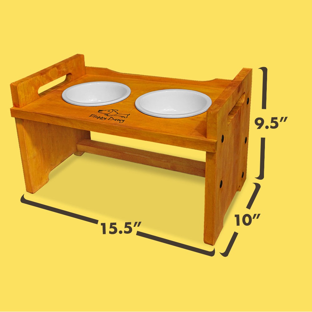 Wooden Pet Food Bowl Holder  Holds 4 Half Pint Pet Bowls