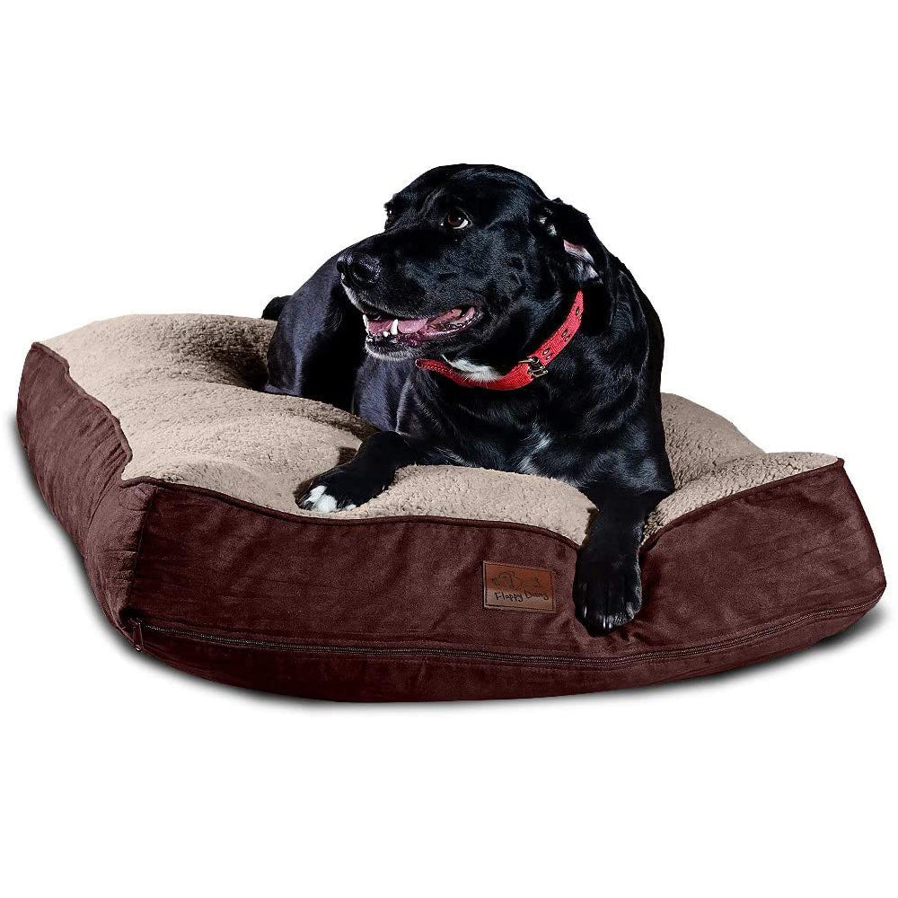 Extra Large Dog Bed with Blended Memory Foam, Removable Cover and Waterproof Liner. Made for Dogs up to 100lbs or More. (Brown and Beige)