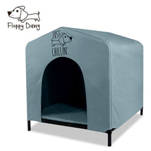 Load image into Gallery viewer, Just Chillin' Elevated Portable Dog House for Outdoor and Indoor Use. Water Resistant. Easy to Assemble, Lightweight, and Portable. 24" L x 23" W x 25" H