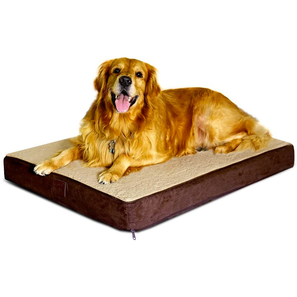 Large Orthopedic Memory Foam Dog Bed, Removable Cover and Waterproof Liner - Brown 40