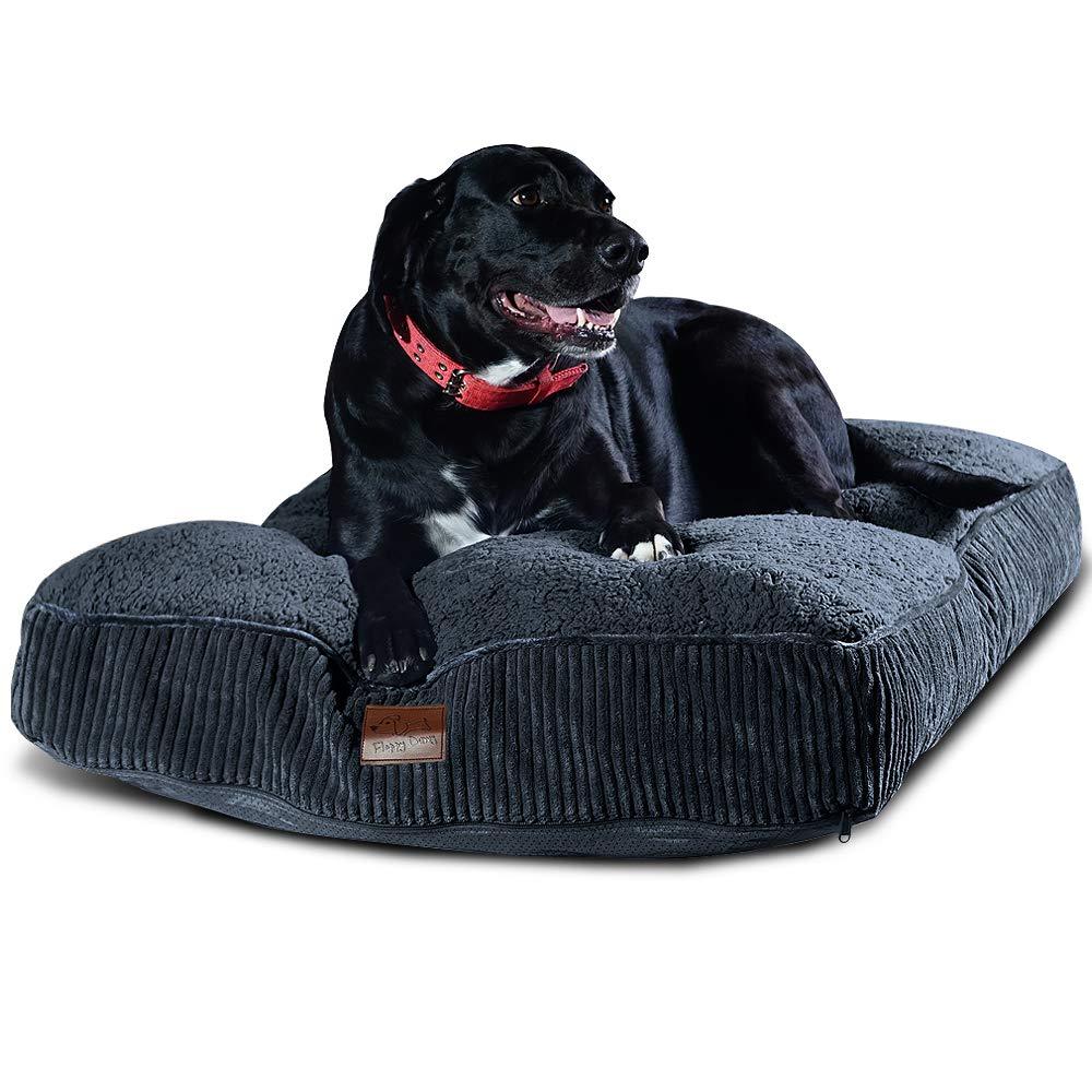 Extra Large Dog Bed with Blended Memory Foam, Removable Cover and Waterproof Liner. Made for Dogs up to 100lbs or More. (Gray)