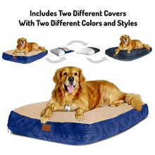 Load image into Gallery viewer, Large Dog Bed with Blended Memory Foam, Two Removable Interchangeable Covers and Waterproof Liner. Made for Dogs up to 90lbs or More.
