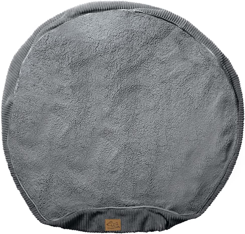 Floppy Dawg Universal Round Dog Bed Replacement Cover. Removable and Machine Washable Cover for Donut and Round Beds. Large 36W. Gray with Gray Top