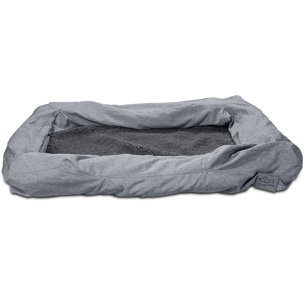 Large Bolster Dog Bed Replacement Cover for Beds up to 36” L x 30” W – Gray